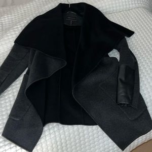 BCBG FIONA BLACK DRAPE WOOL COAT SIZE S